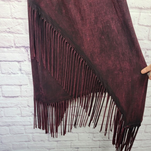 T Party Asymmetrical Maxi Fringe Skirt Sz M Boho Festival Western Gothic Hippie - Picture 9 of 10